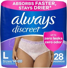 Always Discreet Women’s Incontinence Underwear S/M/L/XL/2XL/3XL Max Absorbency