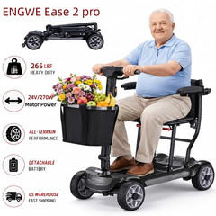 Foldable Mobility Scooter 4 Wheel 42lb Lightweight 15Mile 265lb Airline Approved