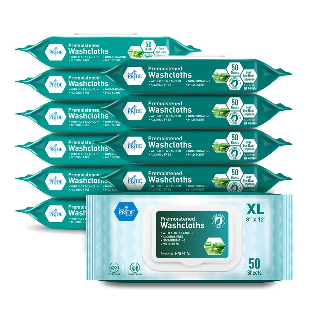 600 Count Premoistened Disposable Wet Washcloths 8×12″ for Adults – Aloe & Lanol