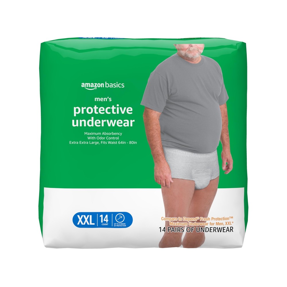 Amazon Basics Incontinence Underwear for Men, Maximum Absorbency, 2X-Large, 1…