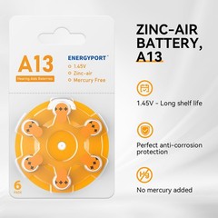 60 Pack Size 13 Hearing Aid Batteries A13 PR48 1.45V Zinc Air Mercury Free