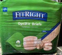 Medline FitRight Optifit Unisex Ultra Incontinence Briefs, Size Small 20 Count