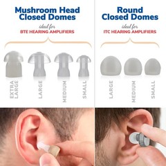 Comfort-Fit Hearing Aid Domes – 39 Soft Silicone Tips in Small to X-Large Sizes