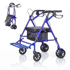 Rollator Walker with Seat, Foot Pedal, Underseat Storage, Foldable Walking Chair