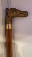 Vintage Wood & Solid Brass Horse Head Cane Walking Stick 35″ # 7194