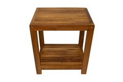 Nordic Style Oiled Teak Wood Shower and Bath Spa Bench with Shelf – 18″