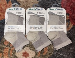Sockwell Men’s Ascend II Quarter Socks Size M-L 7-10 3 Pairs Grey Red Orange