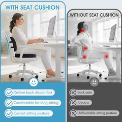 Ergonomic Memory Foam Seat Cushion & Lumbar Support Pillow for Sciatica Relief,