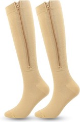 Zippered 15-20mmHg Compression Stockings for Everyday Use and Outdoor Activities