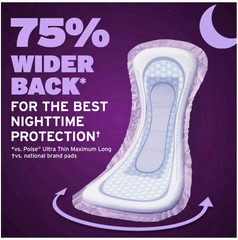 Poise Overnight Incontinence & Postpartum Pads for Bladder Leaks, 96 Count