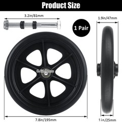 2 Pcs Walker Wheels Replacement 8 Inch Solid Wheelchair Front Wheels, Anti-Sl…