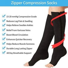 1 Pair Zipper Compression Socks Support Graduated Stockings Mens Women 20-30mmHg