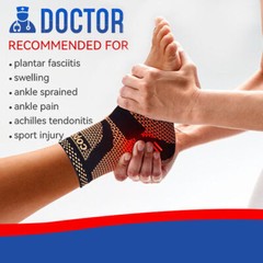 4pcs Copper Ankle Support Compression Strap Achilles Tendon Brace Sprain Sports