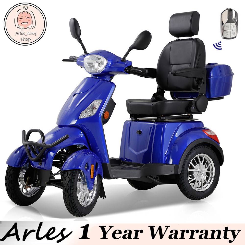 Heavy Duty 4-Wheel Mobility Scooters 31 Miles 3-Speed 800W 500lbs Capacity Blue
