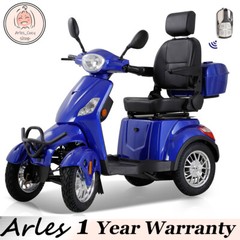 Heavy Duty 4-Wheel Mobility Scooters 31 Miles 3-Speed 800W 500lbs Capacity Blue