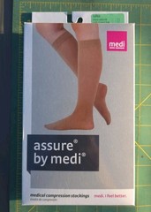 Medi Assure Medical Compression Stockings Calf Closed Toe Large 20-30 Beige