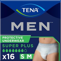 Tena MEN Incontinence Protective Underwear, SUPER PLUS Absorbency, S/M, 16 Count