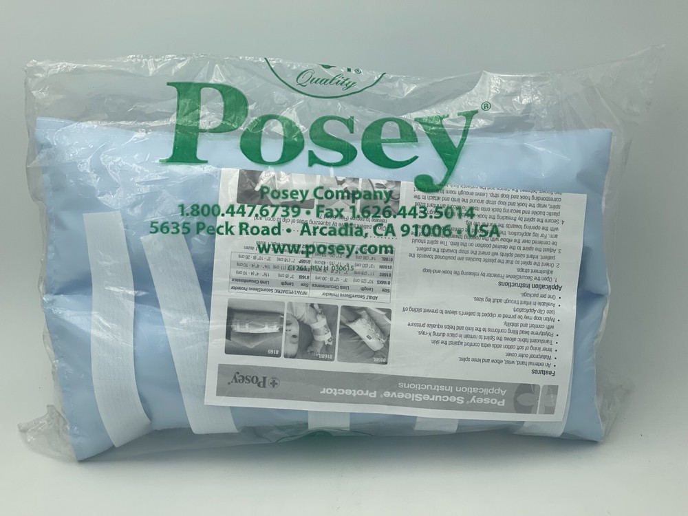 6-Pack Posey Secure Adjustable Comfort Sleeve Splint Blue LARGE Adult 8168L