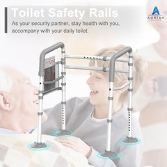 Stand Alone Toilet Safety Rails – Adjustable Width & Height Fit Any Toilet