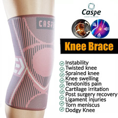 Caspe 2 Pack Knee Sleeve Brace Support For Sport Joint Pain Arthritis Relief