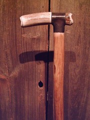 ELK ANTLER HANDLE walking stick natural grown MAPLE wood shaft made in the USA