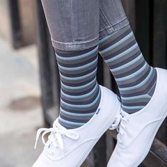 Rejuva Stripe Pattern 15-20 mmHg Compression Socks (Size: XL) Gray/Teal