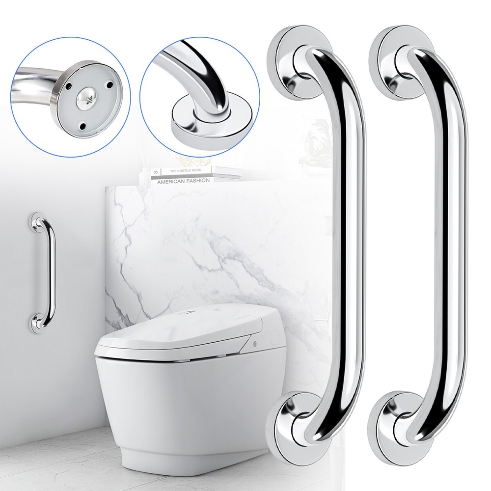 2 x Stainless Steel Grab Bars Shower Tub Handle Bathroom Safety Handrail Support