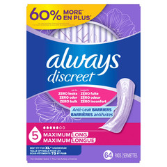 Always Discreet Adult Incontinence Pads Heavy Absorbency & Long Length, 64 Count