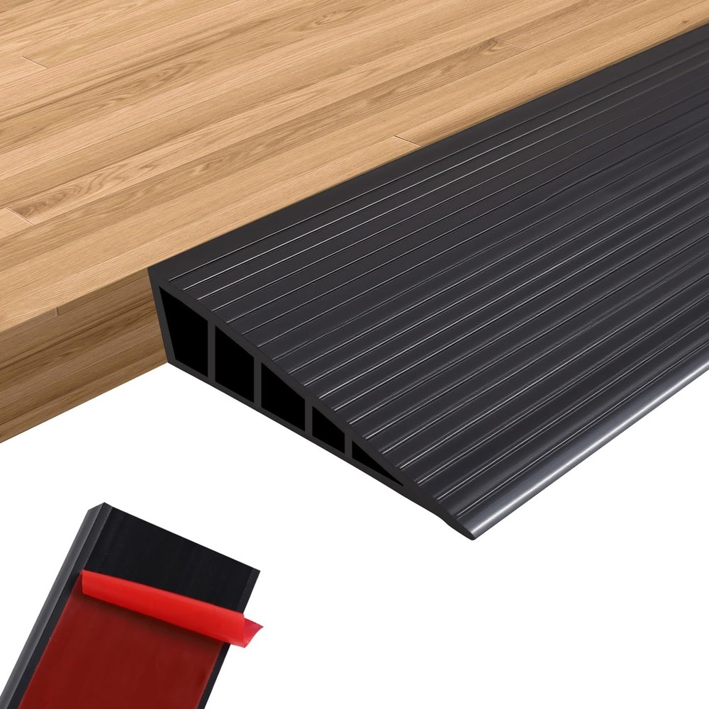 40 Inch Rubber Wheelchair Threshold Ramps For Doorways 1 Inch Rise Black