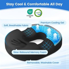 DailyCuddles Donut Pillow for Tailbone Pain, Hemorrhoids – Cooling Gel Memory…