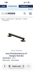 Moen YG5112ORB Voss 12” Grab Bar Oil Rubbed Bronze Bathroom Safety Bar New