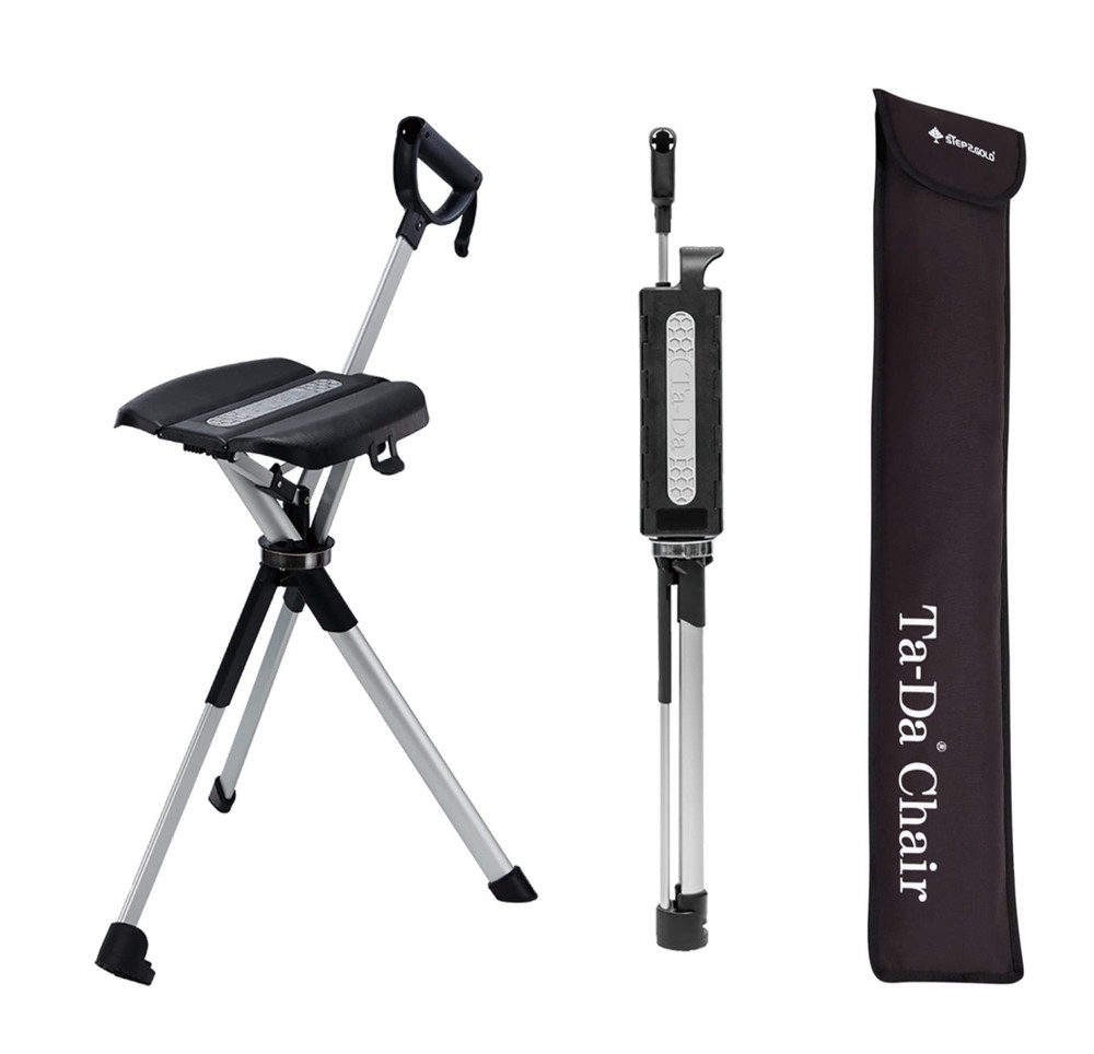 STEP2GOLD Ta-Da Chair Series 2- Portable Walking Stick, Cane with Seat, Foldable