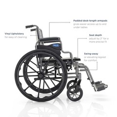 Invacare Essentials Tracer SX3 Wheelchair, 18in Seat, Elevating Legrests, Adult