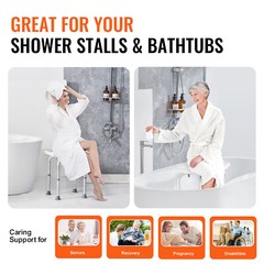 VEVOR Shower Chair Seat 350lb Bath Stool Padded Height Adjustable Bathtub Shower