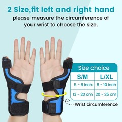 DrFinger Thumb Spica Splint Brace fit Left & Right Hand, Trigger S/M, Blue