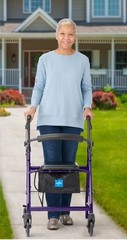 Medline 4-Wheel Rollator Walker Purple/Black Seat Foldable 250 lb MDS86850EP