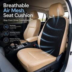 Universal Breathable Vented Car Seat Cushion Pad Black Cooling Summer Back