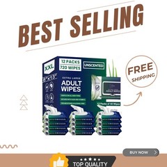 Extra Large Adult Wipes – 8×13 for Seniors, Infused with Aloe & Vitamin E, 720ct