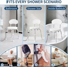 360° Swivel Shower Chair with Back Heavy Duty Bath Seat 330 lb Capacity Non-Slip