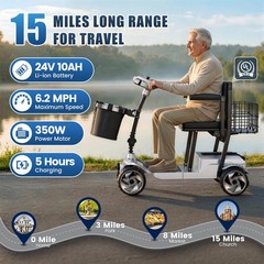 4 Wheel Foldable Mobility Scooter for Seniors Electric Scooter Lithium Battery
