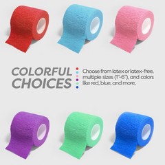 Dynarex Sensi-Wrap Self-Adhesive Bandages, 1×180 Inch (Pack of 30), Assorted