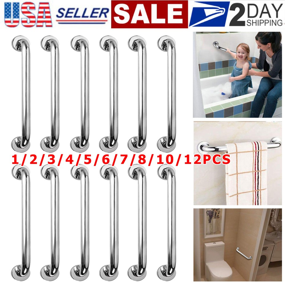 1-12 Packs Stainless Steel Shower Grab Bar Handicap Bathroom Safety Handle LOT