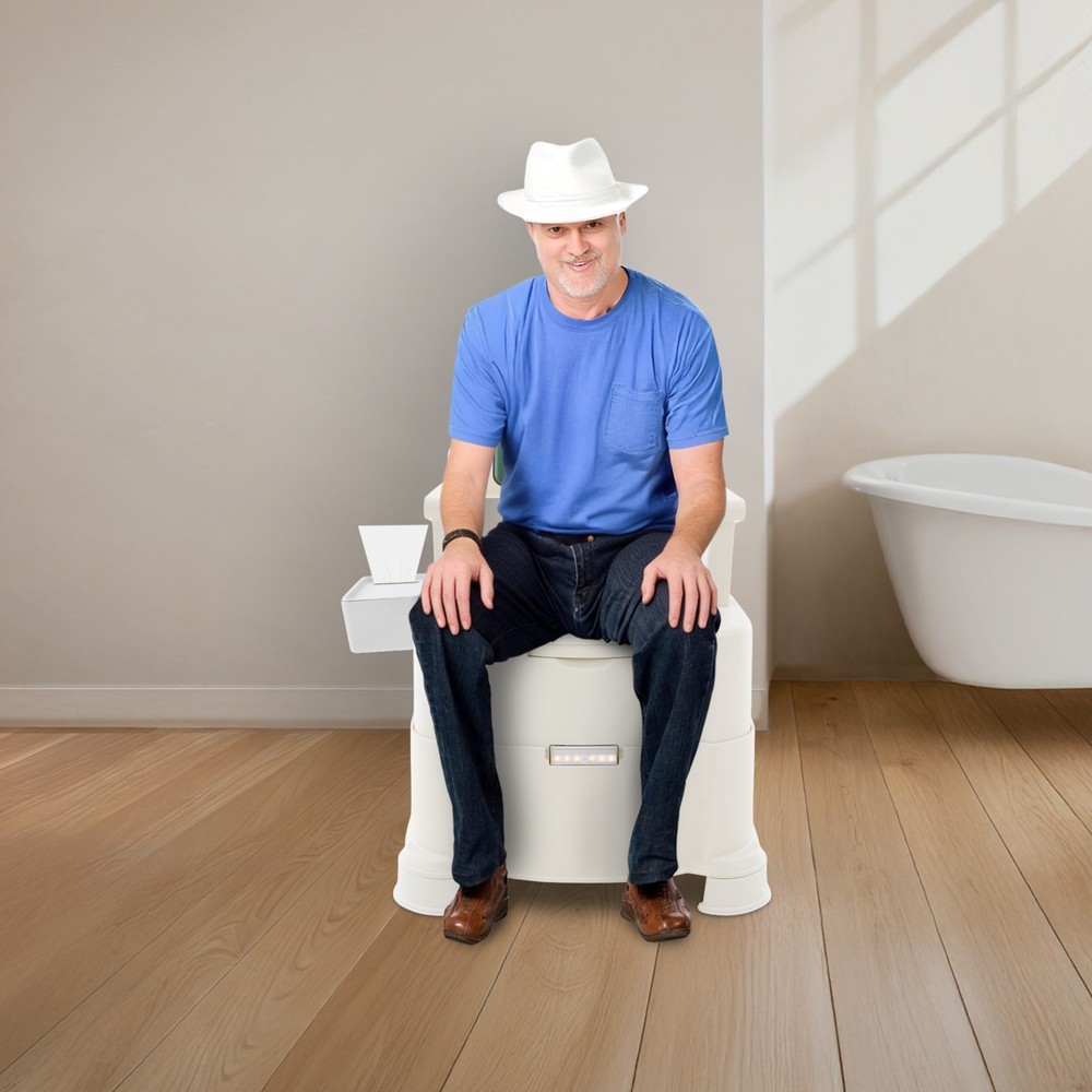 Floor Standing Bedside Commode w/Induction Portable Toilet for Elderly Disabled