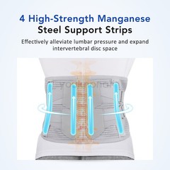Medical-Grade Lumbar Support Belt for Back Pain Relief with Steel Plates、M-XXL