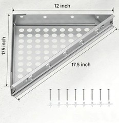 Floating Corner Wall-Mounted Shower Bench Kit, 12×12×17, Stainless Steel