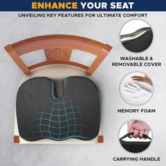 Cooling Gel Memory Foam Seat Cushion for Sciatica & Tailbone Comfort – 17.7″x…