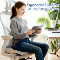 Ergonomic Seat Cushion Memory Foam Hip Pressure Relief NonSlip Large Navy 17.7x