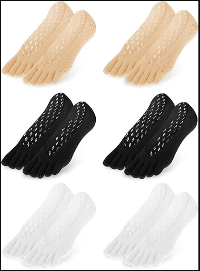 6 Pair Bunion Toe Alignment Relief Socks Orthopedic Compression Full Toe Sock No
