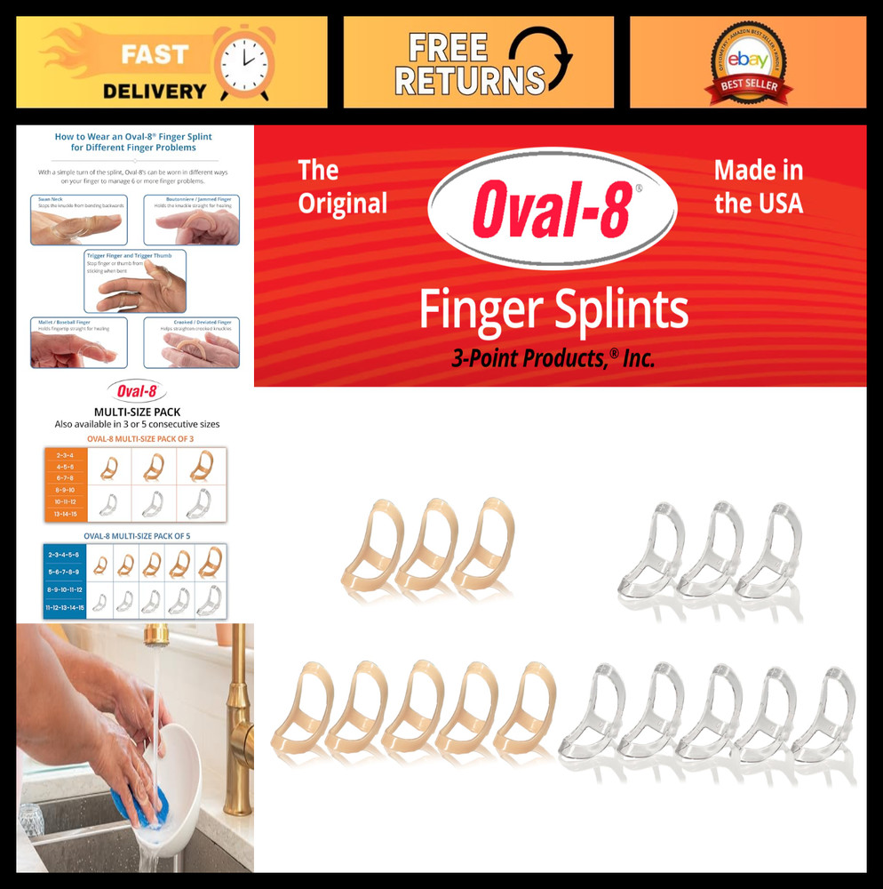 Multi-Size Oval Finger Splints Pack of 3 – Sizes 2, 3, 4 for Joint Support
