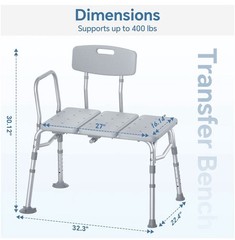 Homland Tub Transfer Bench Bathtub Shower Seats w/Backrest BC4 400lbs